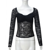 Sexy V Neck Lace Crop Tops GNZD-51552TBD