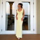 Sexy Ruffle Lace-Up Slim Maxi Dress FL-YJ24657P