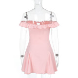 Solid Color Off Shoulder Solid Mini Dress FL-XY24659PFO