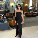 Big Floral Tube Tops Fashion Split Maxi Dress FL-XY24608PFO