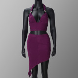 Sexy Wrap Lace-up Top Mini Skirt Two-piece Set GNZD-51505SBD