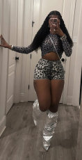 Pre Order: About 7 work days shipping Leopard Print Short Suit YUEM-2025610