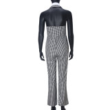 Plaid Print Sleeveless Backless Jumpsuit GNZD-51580JHD
