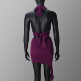 Sexy Wrap Lace-up Top Mini Skirt Two-piece Set GNZD-51505SBD