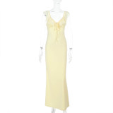 Sexy Ruffle Lace-Up Slim Maxi Dress FL-YJ24657P
