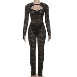 Pre Order: About 7 work days shipping Lace Hollow Out Pants Suit YUEM-2025500