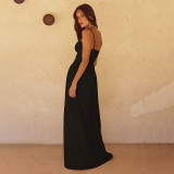 Deep V Neck Backless Maxi Dress FL-YJ24667PFO