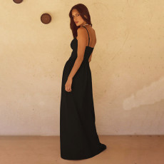 Deep V Neck Backless Maxi Dress FL-YJ24667PFO