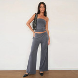 Sexy Wrap Chest Tops Casual Two Piece Pants Set FL-YJ25008PFO