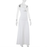 Sexy Solid Color Hollow Out Tube Top Maxi Dress FL-YJ24627PFO