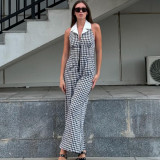 Plaid Print Sleeveless Backless Jumpsuit GNZD-51580JHD