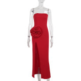 Big Floral Tube Tops Fashion Split Maxi Dress FL-XY24608PFO