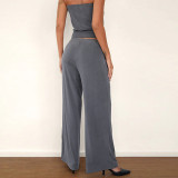 Sexy Wrap Chest Tops Casual Two Piece Pants Set FL-YJ25008PFO