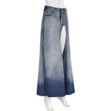 Irregular Sexy Gradient High Split Denim Half Skirt GMWF-2968