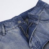 Irregular Sexy Gradient High Split Denim Half Skirt GMWF-2968