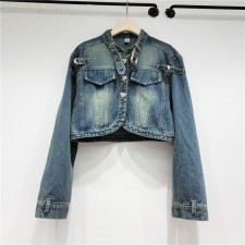 Fashion Denim Irregular Long Sleeve Jackets GMWF-99686