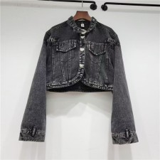 Fashion Denim Irregular Long Sleeve Jackets GMWF-99686