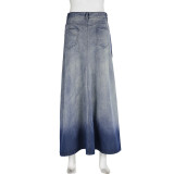 Irregular Sexy Gradient High Split Denim Half Skirt GMWF-2968