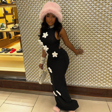 Sleeveless Cutout Detachable Floral Maxi Dress GNZD-51095DHD