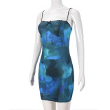 Backless Print Zipper Slling Mini Dress GNZD-51323DHD