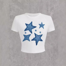 Star Pattern Short Sleeve T-Shirt GYIQ-ZW114642B