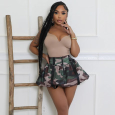 Camouflage Pleated Half Body Puff Skirt GNZD-51391DHD