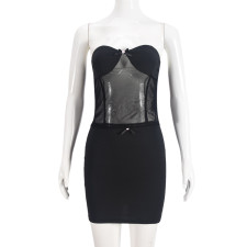 See Through Patchwork Wrap Chest Tops Skirt Suit GNZD-51320SHD