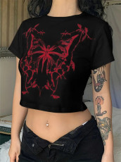 Casual Print Slim O Neck T Shirt GYIQ-Z108015B ZB112483B