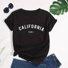 Letter Print Short Sleeve Casual T Shirt GYIQ-ZB113874C