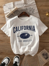 Loose Letter Print Short Sleeve T Shirt GYIQ-ZB113885C ZW113857C