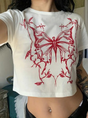 Casual Print Slim O Neck T Shirt GYIQ-Z108015B ZB112483B