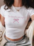 Bowknot Printed Crew Neck T-Shirt GYIQ-ZW113682B ZB113683B