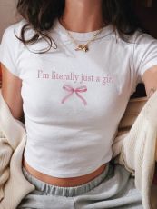 Bowknot Printed Crew Neck T-Shirt GYIQ-ZW113682B ZB113683B