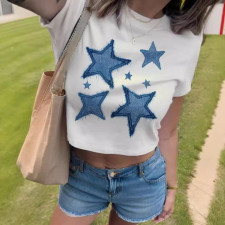 Star Pattern Short Sleeve T-Shirt GYIQ-ZW114642B