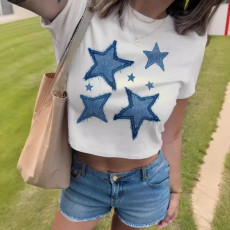 Star Pattern Short Sleeve T-Shirt GYIQ-ZW114642B