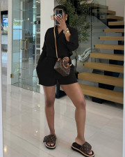 Striped Short Sleeve Shirt Two Piece Short Set  MTY-8008