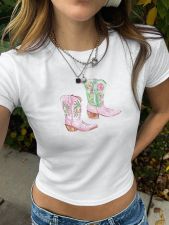 Short Sleeve Print Short T Shirt GYIQ-ZW111354B