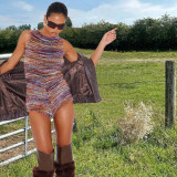Color Block Hollow Out Skinny Romper GNZD-51430JBD