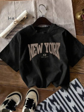 Loose Letter Print Short Sleeve T Shirt GYIQ-ZB113885C ZW113857C