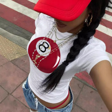 O Neck Print Short Sleeve T Shirt GYIQ-ZW112422B