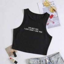 Letter Print Sleeveless Tank Tops GYIQ-ZB114416A