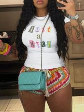 Letter Print Short Sleeve T Shirt HMYI-78777