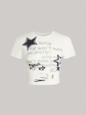 Letter Print Short Sleeve T Shirt HMYI-34223