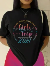Solid Letter Print Short Sleeve T Shirt GYIQ-CSZ004 CSZ005