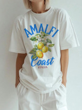 Lemon Green Tea print Short Sleeve T-shirt GYIQ-ZW114675C