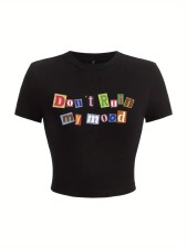 Letter Print Casual Short T Shirt HMYI-82720