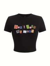 Letter Print Casual Short T Shirt HMYI-82720