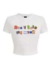 Letter Print Casual Short T Shirt HMYI-82720
