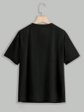 Letter Print Short Sleeve Loose T Shirt HMYI-64790