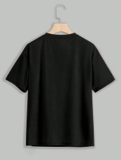 Letter Print Short Sleeve Loose T Shirt HMYI-64790